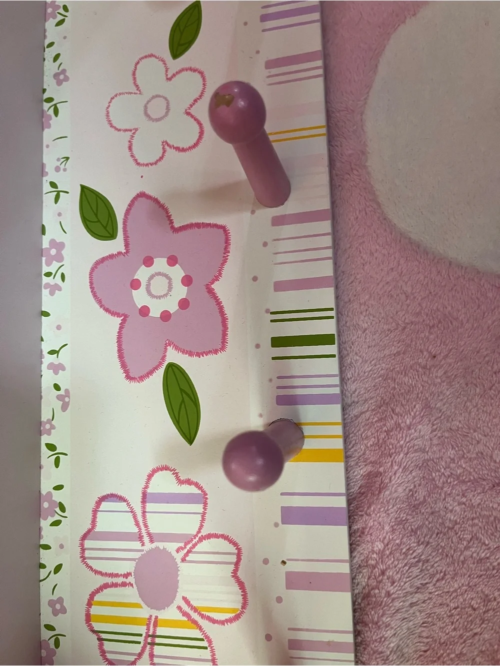 Pink Floral Wall Shelf with Pegs